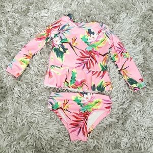 Pink floral longsleeve rashguard